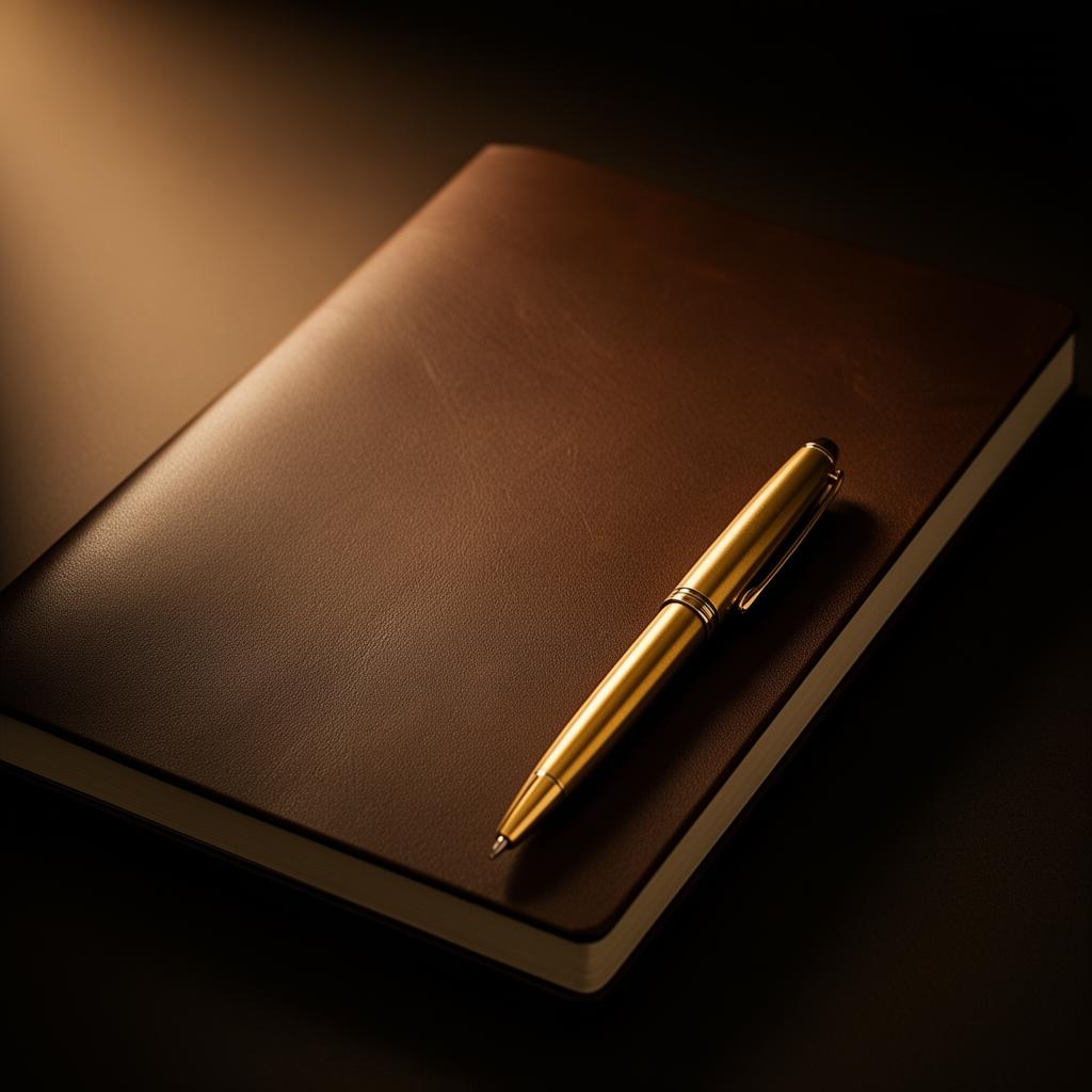 Cuaderno premium con bolígrafo dorado