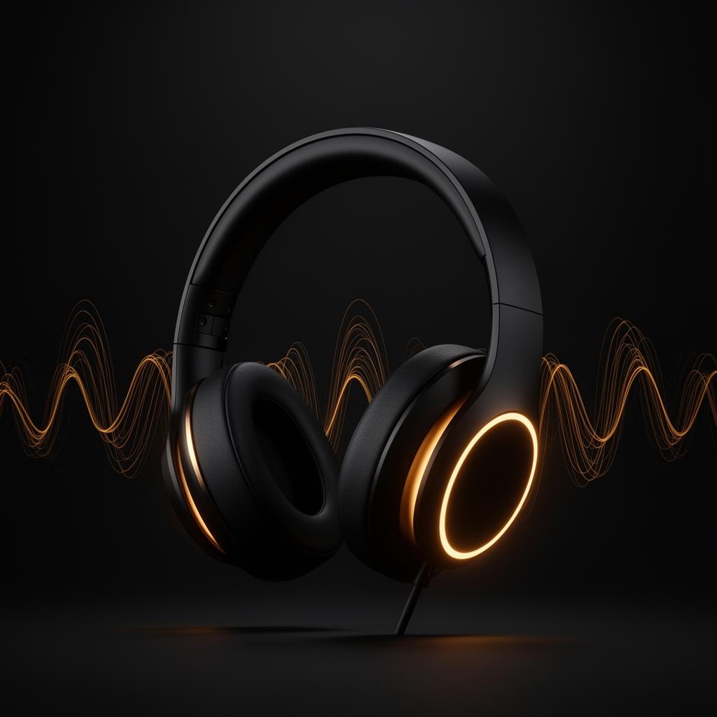 Auriculares premium con ondas de sonido